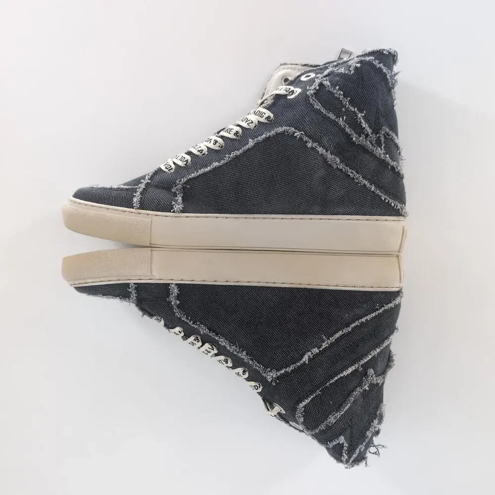 ZADIG & VOLTAIRE High Flash Canvas Sneakers in Noir Black - Size US 9 EU 40 -NIB